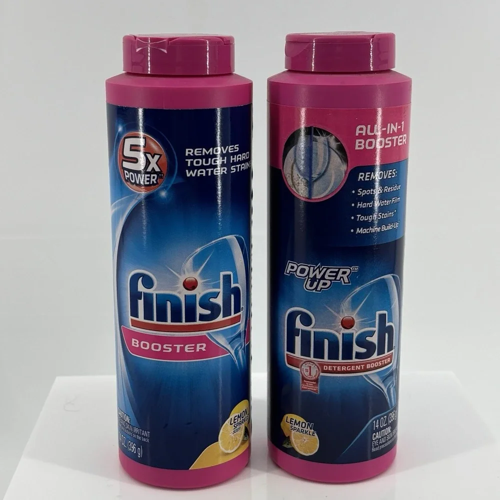 Finish Hard Water Booster Powder 14 Ounces Hard Water Lemon Sparkle Lot of 2